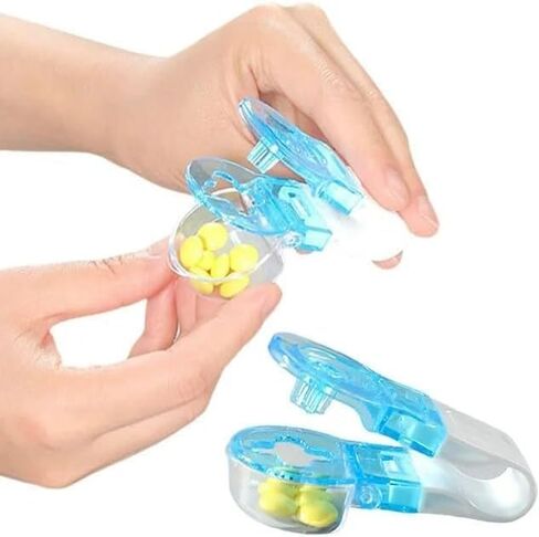 2Pcs Blue Portable Pill Taker Remover, Blister Pack Opener Popper Assistance No Contact Easy to Take Out Portable Travel Tablet Dispenser Pills Extractor Tool, Aids, Personal Pill Organizers in Saudi Arabia