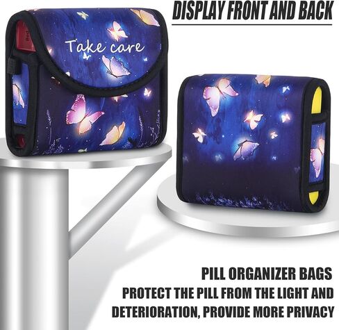 bvya Pill Organizer Case, Weekly Travel Pill Case Medication Reminder Daily AM PM, Day Night 7 Compartments,for 4 Times A Day, 7 Days a Week-includes Printed Patterns Neoprene Carrying Case in Saudi Arabia