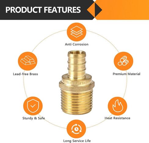 20 حزمة من تركيبات PEX، 1/2 بوصة PEX x 1/2 بوصة ذكر NPT، محول ذكر Pex 1/2 بوصة، تركيب مجعد نحاسي لأنابيب Pex، ASTM F1807 in Saudi Arabia