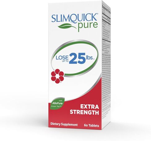 حبوب Slimquick Pure 3x القوية الإضافية للنساء، تساعد على تحقيق أهداف الوزن، وتساعد على التمثيل الغذائي، وفقدان الماء الزائد، وتحافظ على الامتلاء لفترة أطول مع مستخلص الشاي الأخضر، وشجرة الطبقات، والكافيين، وزيت MCT - 60 قطعة in Saudi Arabia