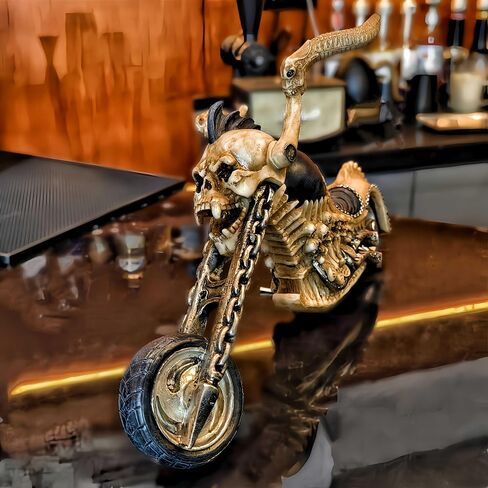 15.8 ''L عجلات الفوضى الهيكل العظمي العظام القوطية دراجة نارية الجمجمة نموذج دراجة نارية Steampunk الزخرفية النحت السائق هدية رجل الكهف in Kuwait