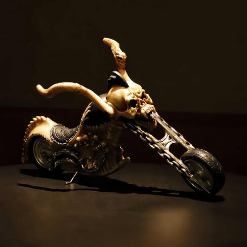 15.8 ''L عجلات الفوضى الهيكل العظمي العظام القوطية دراجة نارية الجمجمة نموذج دراجة نارية Steampunk الزخرفية النحت السائق هدية رجل الكهف in Kuwait