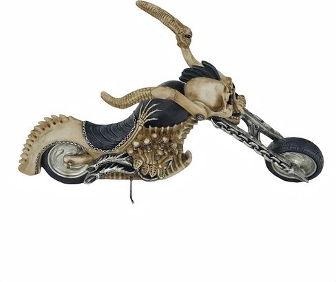 15.8 ''L عجلات الفوضى الهيكل العظمي العظام القوطية دراجة نارية الجمجمة نموذج دراجة نارية Steampunk الزخرفية النحت السائق هدية رجل الكهف in Kuwait