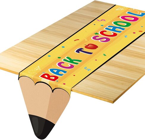 Back to School Table Runner, Pencil Table Runner Back to School Decorations for The Party, Back to School Table Cloth for Classroom Table Decor Size 13’’X72’’ (Pencil Shape) in Saudi Arabia