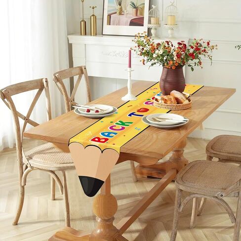 Back to School Table Runner, Pencil Table Runner Back to School Decorations for The Party, Back to School Table Cloth for Classroom Table Decor Size 13’’X72’’ (Pencil Shape) in Saudi Arabia