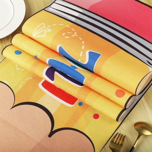 Back to School Table Runner, Pencil Table Runner Back to School Decorations for The Party, Back to School Table Cloth for Classroom Table Decor Size 13’’X72’’ (Pencil Shape) in Saudi Arabia