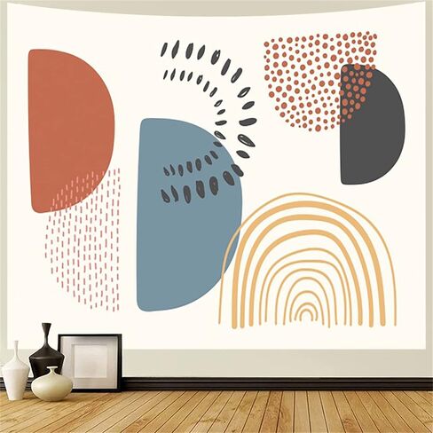 منتصف القرن نسيج الجدار شنقا مجردة الحد الأدنى فن الخط نسيج هندسي الطين على خمر البيج نسيج جدار الفن للمراهقين غرفة نوم الأطفال غرفة المعيشة ديكور الهبي، 60 × 40 بوصة in Kuwait