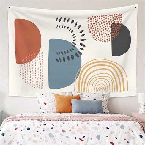 منتصف القرن نسيج الجدار شنقا مجردة الحد الأدنى فن الخط نسيج هندسي الطين على خمر البيج نسيج جدار الفن للمراهقين غرفة نوم الأطفال غرفة المعيشة ديكور الهبي، 60 × 40 بوصة in Kuwait