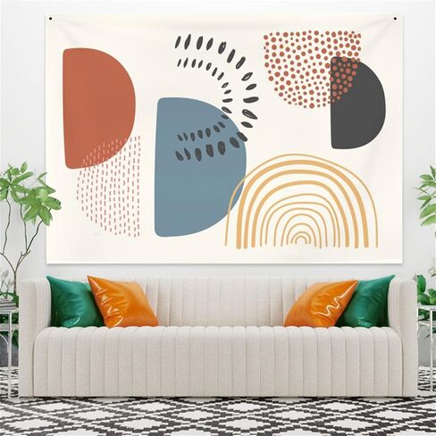 منتصف القرن نسيج الجدار شنقا مجردة الحد الأدنى فن الخط نسيج هندسي الطين على خمر البيج نسيج جدار الفن للمراهقين غرفة نوم الأطفال غرفة المعيشة ديكور الهبي، 60 × 40 بوصة in Kuwait