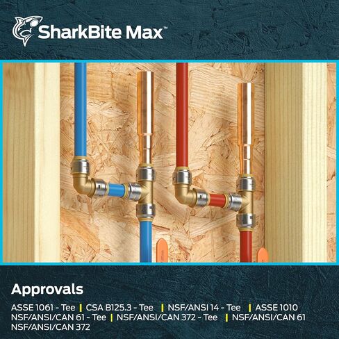 SharkBite Max 1/2 Inch Residential Water Hammer Arrestor, Push to Connect Brass Plumbing Fittings, PEX Pipe, Copper, CPVC, PE-RT, HDPE, UR22630 in Kuwait