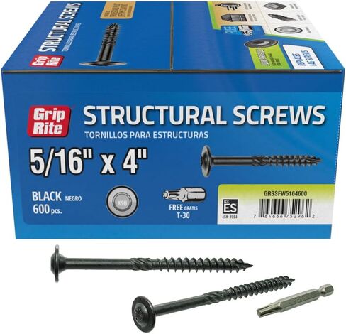 GRSSFW5164600-GRIP-RITE 5/16 X 5 بوصة PRIMEGUARD Plus مطلي T-30 Star Drive رأس غسالة خشن نوع 17 نقطة برغي هيكلي 600 عدد in Saudi Arabia
