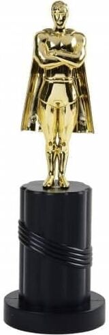 Superhero Statue Award Gold Trophy on Black Podium A perfect reward for exceptional behavior, School Grades, Birthday Parties, Movie or Music Rewards, Local First Responders, Doctors, Nurses and More in Saudi Arabia