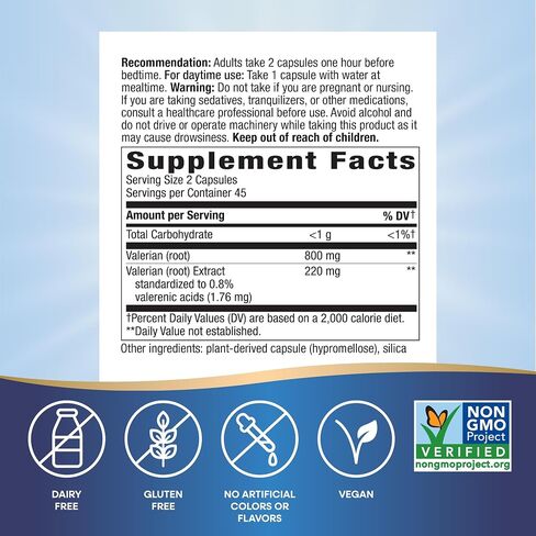 Nature's Way Valerian, Non-GMO, Gluten Free, 220 mg per serving, 90 Capsules in Saudi Arabia