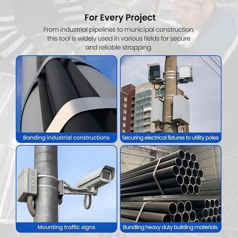 Steel Banding Strapping Tool Kit with Auger-Type Tensioner & Cutter, 3/5" x 100Ft Steel Strapping Band Coil, 100 Steel Buckles, Ideal for High Tensile Banding and Packing in Kuwait