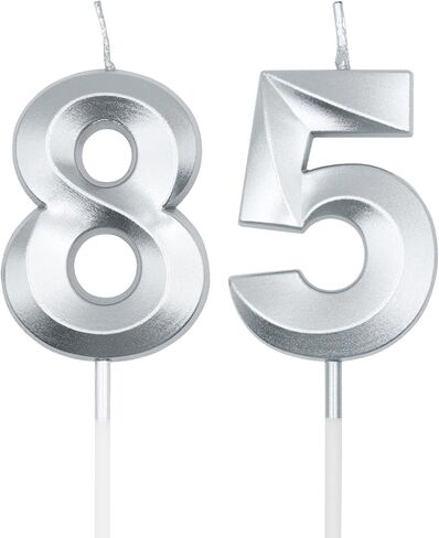 شموع عيد الميلاد 85 و58 الفضية للكعك، رقم 85 58 شمعة كعكة كب كيك لتزيين حفلات أعياد الميلاد in Kuwait