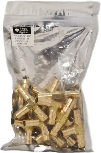 Brass Barbed Tee 3 Way Fitting 3/8 inch by 3/8inch by 3/8 inch Hose Connector fittings for air, fuel, water lines (1) in Saudi Arabia