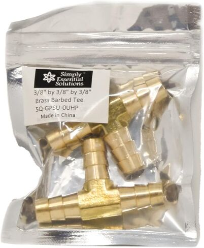 Brass Barbed Tee 3 Way Fitting 3/8 inch by 3/8inch by 3/8 inch Hose Connector fittings for air, fuel, water lines (1) in Saudi Arabia