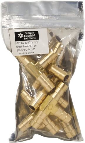 Brass Barbed Tee 3 Way Fitting 3/8 inch by 3/8inch by 3/8 inch Hose Connector fittings for air, fuel, water lines (1) in Saudi Arabia