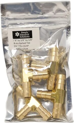Brass Barbed Tee 3 Way Fitting 3/8 inch by 3/8inch by 3/8 inch Hose Connector fittings for air, fuel, water lines (1) in Saudi Arabia