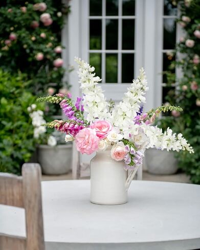White Delphinium Artificial Flowers, 6pcs Artificial Larkspur Flower 17.5'' Fake Delphinium Flowers Silk Flowers for Home Decor, DIY Floral Centerpieces for Tables in Saudi Arabia