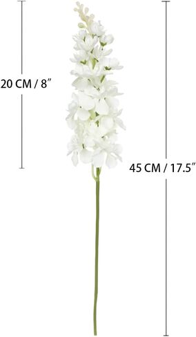 White Delphinium Artificial Flowers, 6pcs Artificial Larkspur Flower 17.5'' Fake Delphinium Flowers Silk Flowers for Home Decor, DIY Floral Centerpieces for Tables in Saudi Arabia