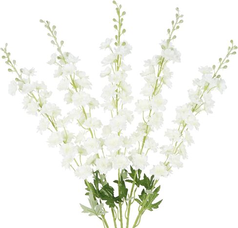Ivory Flowers 33.86" Delphinium Artificial Flwoers Cream White Fake Flowers 5PCS Long Stem Snapdragon Flowers for Tall Vase for Wedding Centerpieces Home Party Decor (Cream White) in Saudi Arabia