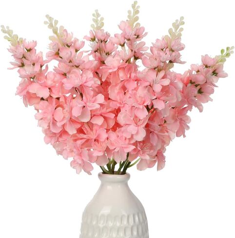 White Delphinium Artificial Flowers, 6pcs Artificial Larkspur Flower 17.5'' Fake Delphinium Flowers Silk Flowers for Home Decor, DIY Floral Centerpieces for Tables in Saudi Arabia