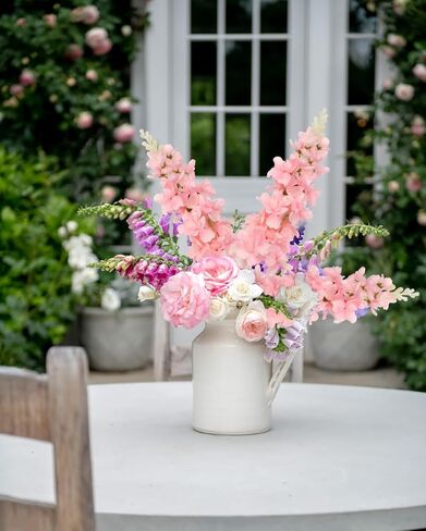 White Delphinium Artificial Flowers, 6pcs Artificial Larkspur Flower 17.5'' Fake Delphinium Flowers Silk Flowers for Home Decor, DIY Floral Centerpieces for Tables in Saudi Arabia