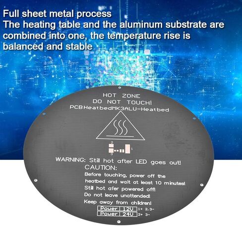 Round Heated Bed 3D Printing Build Plate, 12 / 24V Universal Aluminum Substrate Heat Bed 220x220x5mm Printer Hotbed Parts in Saudi Arabia