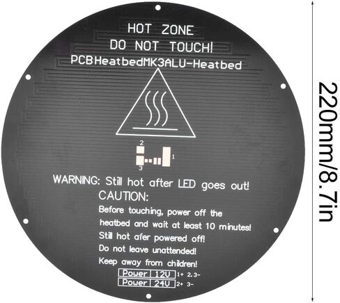 Round Heated Bed 3D Printing Build Plate, 12 / 24V Universal Aluminum Substrate Heat Bed 220x220x5mm Printer Hotbed Parts in Saudi Arabia