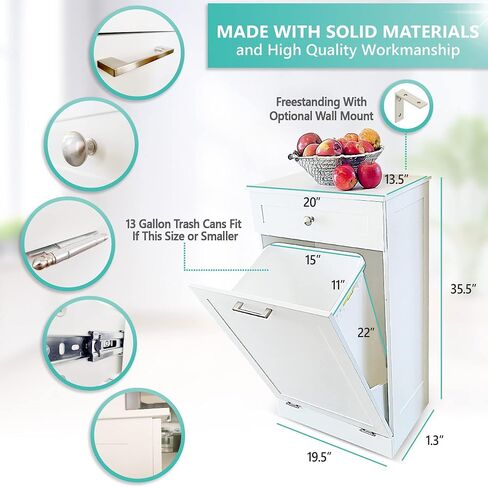 Northwood Calliger Tilt Out Trash Bin Cabinet or Laundry Hamper Solid Workmanship and New 2022 Design Cuts Assembly Time in Half! Hide Ugly Trash, add Countertop Space, Keep Pets Out! in Saudi Arabia