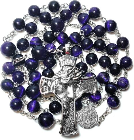 Rosary Beads Chaplet Natural Emerald Garnet Copper pyroxene Tiger eye Rosery Cross Catholic gifts in Saudi Arabia
