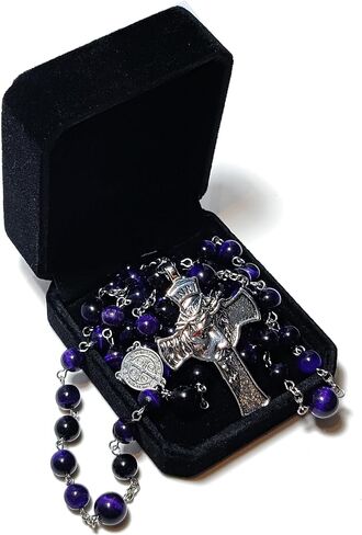 Rosary Beads Chaplet Natural Emerald Garnet Copper pyroxene Tiger eye Rosery Cross Catholic gifts in Saudi Arabia