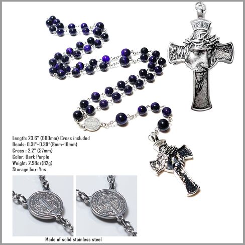 Rosary Beads Chaplet Natural Emerald Garnet Copper pyroxene Tiger eye Rosery Cross Catholic gifts in Saudi Arabia