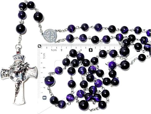 Rosary Beads Chaplet Natural Emerald Garnet Copper pyroxene Tiger eye Rosery Cross Catholic gifts in Saudi Arabia