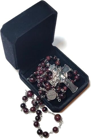 Rosary Beads Chaplet Natural Emerald Garnet Copper pyroxene Tiger eye Rosery Cross Catholic gifts in Saudi Arabia