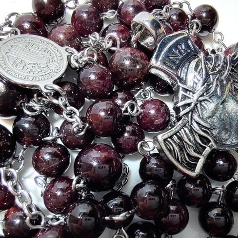 Rosary Beads Chaplet Natural Emerald Garnet Copper pyroxene Tiger eye Rosery Cross Catholic gifts in Saudi Arabia