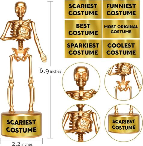 6 جوائز هيكل عظمي لأفضل زي للهالوين، جوائز هدايا لحفلات جمجمة الهالوين، لوازم حفلات الهالوين، جوائز ألعاب العظام الذهبية، جائزة مسابقة الأزياء التنكرية، مكافآت الفصول المدرسية للأطفال (ب) in Kuwait