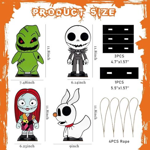 زينة طاولة الهالوين نايتمور قبل الهالوين، لافتة خشبية للهالوين جاك سكيلينغتون وسالي قطع مركزية للطاولة للمنزل وحفلة عيد الهالوين in Kuwait