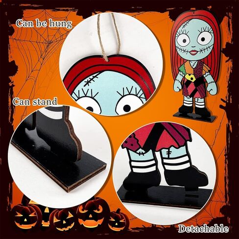 زينة طاولة الهالوين نايتمور قبل الهالوين، لافتة خشبية للهالوين جاك سكيلينغتون وسالي قطع مركزية للطاولة للمنزل وحفلة عيد الهالوين in Kuwait