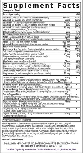 فيتامينات متعددة للنساء من نيو تشابتر، جرعة يومية لكل امرأة أكبر من 40 عامًا، مخمرة بالبروبيوتيك + فيتامين د3 + فيتامينات ب + مكونات عضوية غير معدلة وراثيًا - 24 قطعة in Kuwait
