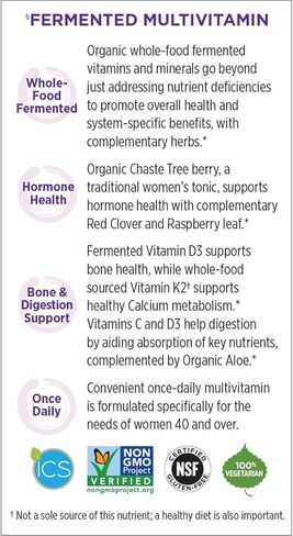 فيتامينات متعددة للنساء من نيو تشابتر، جرعة يومية لكل امرأة أكبر من 40 عامًا، مخمرة بالبروبيوتيك + فيتامين د3 + فيتامينات ب + مكونات عضوية غير معدلة وراثيًا - 24 قطعة in Kuwait