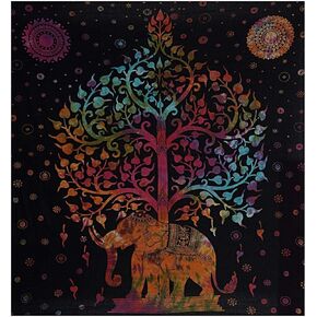 Marubhumi Psychedelic Mandala Hippy Tie Dye Tree of Life Room Decorations Tapestry Wall Hanging Tapestries (55" x 85", Multi Color)
