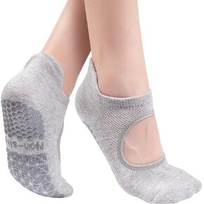 Non Slip Pilates Socks, Open Top Grip Yoga Socks for Women, Round Toe Yoga Slippers for Women