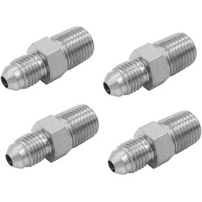 (4-PACK) 2404-04-04 Hydraulic Hose Adapter Fitting 1/4" Male JIC 37° Flare (7/16"-20UNF) × 1/4" Male (1/4"-18NPTF) SAE Straight Pipe Joints Tube Connector Carbon Steel