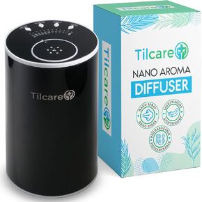 موزع روائح الزيوت العطرية نانو بدون ماء للعلاج العطري - موزع روائح عطرية للغرفة ومعطر السيارة بدون أسلاك، قابل لإعادة الشحن - موزع روائح عطرية وبخاخات علاجية للمنزل والسفر - أسود in Kuwait