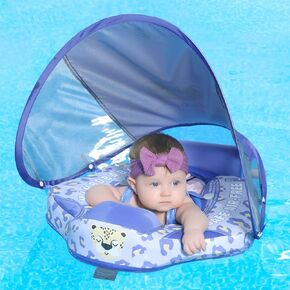 AnjeeIOT Mambobaby Float Upgrade AddTail Baby Float with Canopy, Non Inflatable Baby Pool Float with UPF 50+Sun Canopy No Flip Over Swimming Float Water Float Swim Float for Aged 3-24 Months, Crab