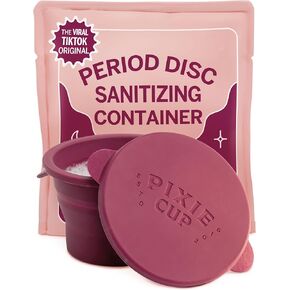Public Restroom Menstrual Carry Cup 8oz - Collapsible Cleaner Container to Clean Your Period Cup & Disc - Microwavable Friendly - Foldable for Travel - Sterilizer Wash Case Holder