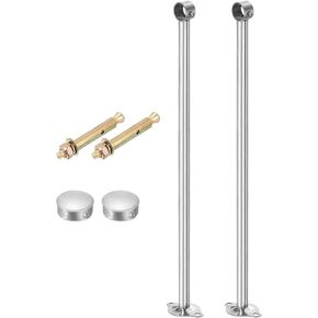 uxcell 2 Pcs Ceiling Mount Curtain Rod Bracket, Fit 25mm/0.98" Pipe Length 150mm/5.91" Stainless Steel Curtain Rod Hooks Hangers for Walls Wardrobe Pipe Curtain Pipe, Silver