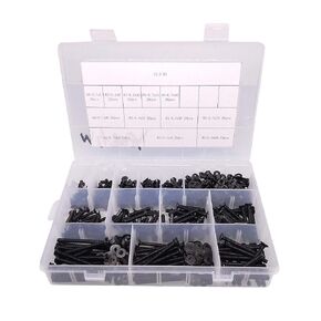 Yodaoke 240pcs M4-0.7 Flat Head Socket Cap Screws, Alloy Steel Grade 10.9, DIN 7991, Allen Socket Drive, with Nuts and Washers Assortment Kit
